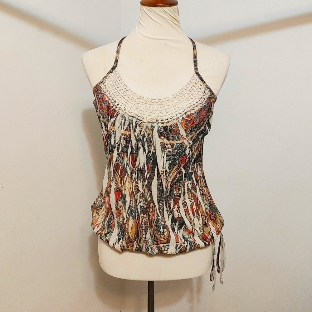 American Rag Cie Crochet Detailed Halter Top S